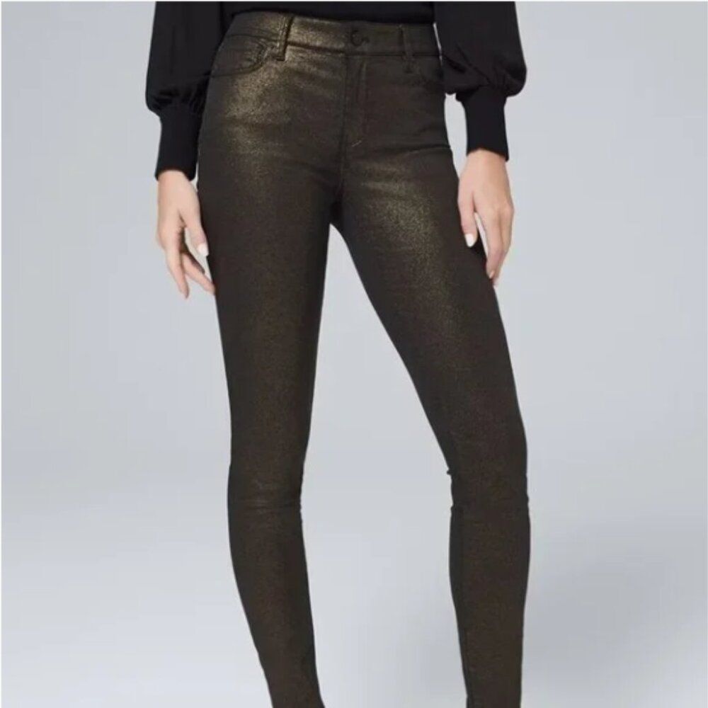 White House Black Market Mid-Rise Metallic Skinny Ankle Jeans10